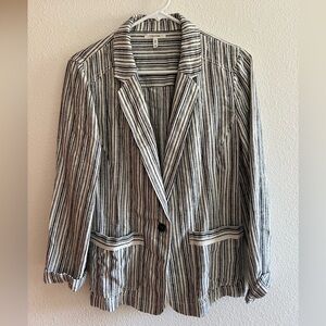 Stripped Linen Blazer